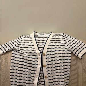J. Crew Navy and White Striped Knit Sweater